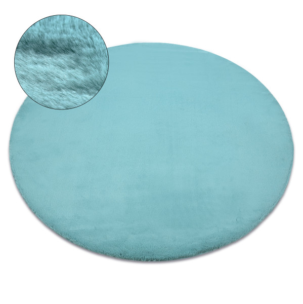 Dywan BUNNY aqua niebieski IMITACJA FUTRA KRÓLIKA koło 80 cm