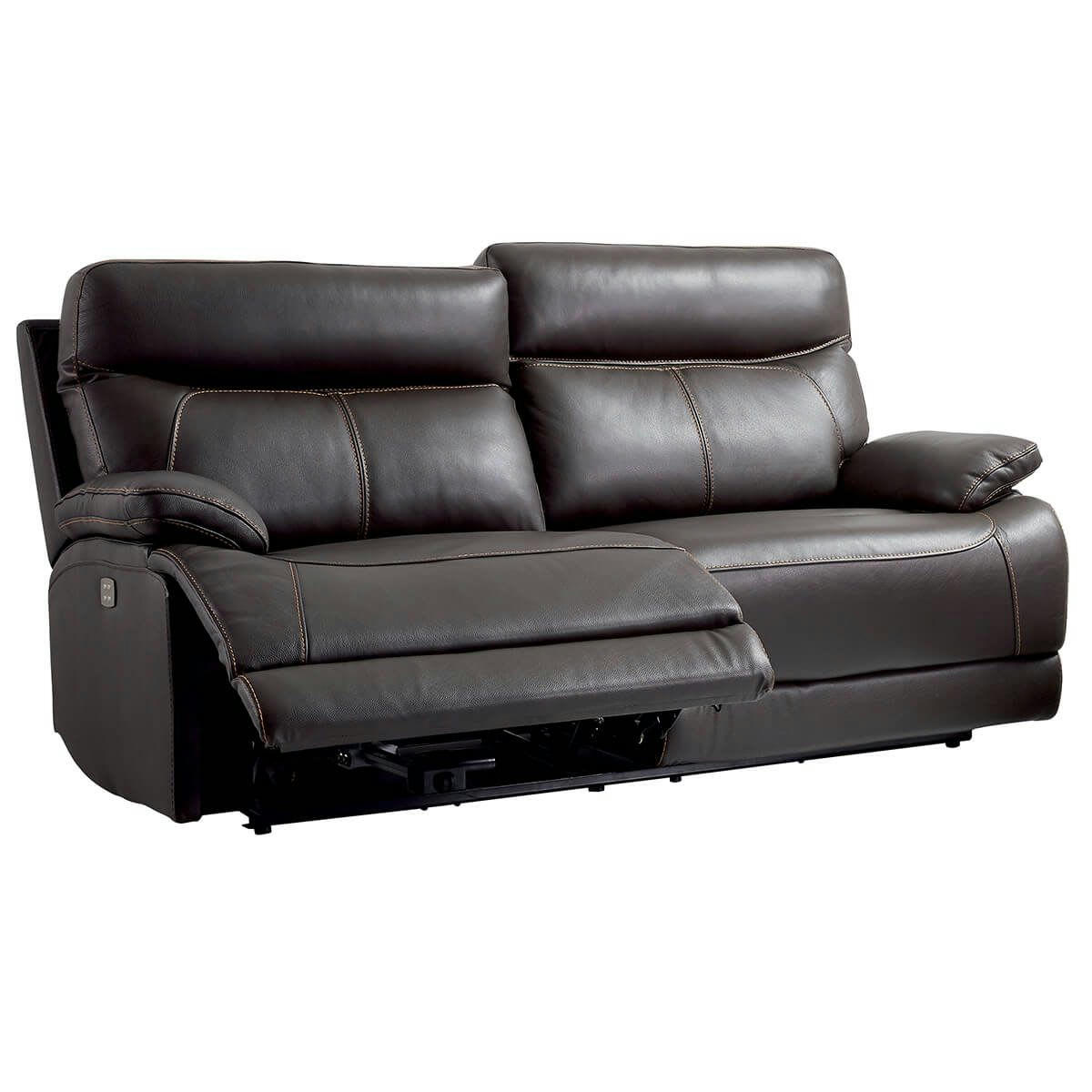 CORDOUE - Canapé  relax electrique 3 places cuir marron