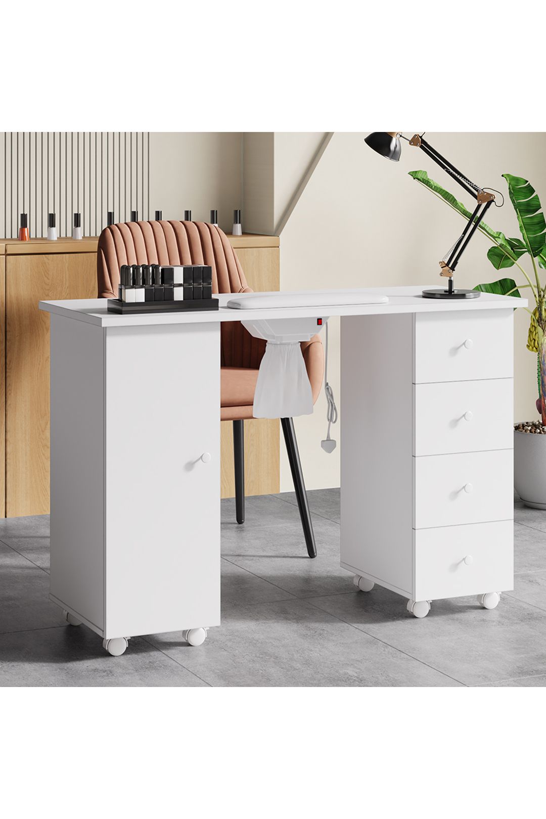 SHEONLY Mobile Manicure Table with Built-in Dust Collector
