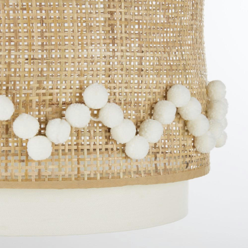 LOUNA - Abat-jour pour suspension en rotin et coton écru D34