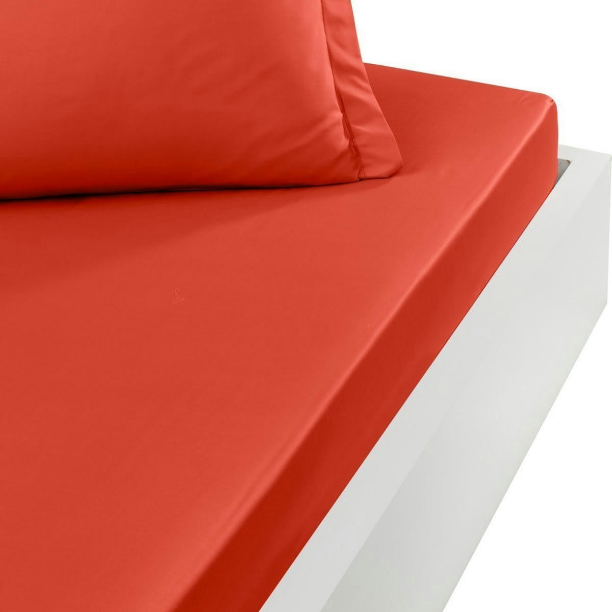 SOFT PERCALE - Drap housse en percale de coton Terracota 140x190 cm