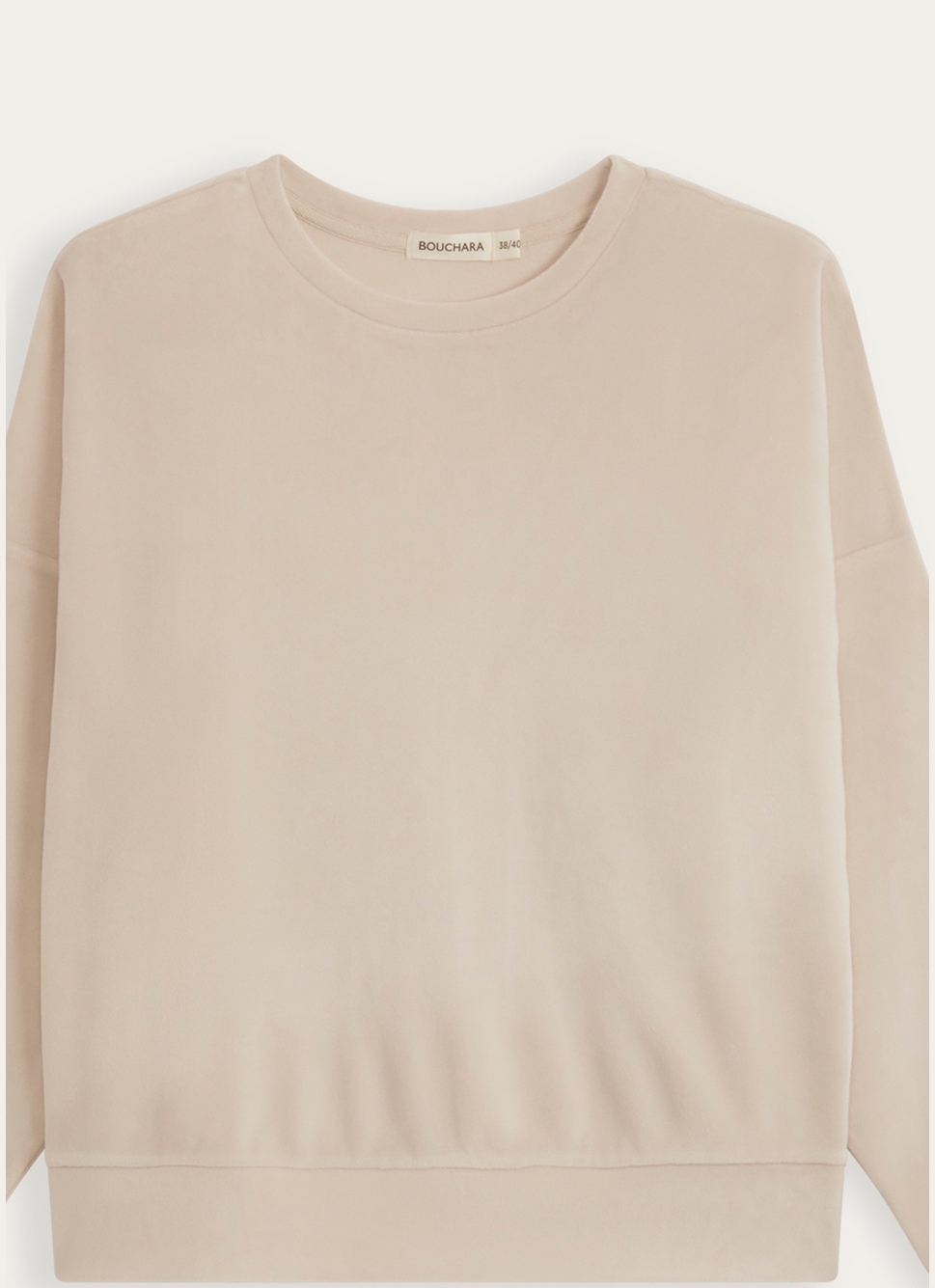 SWEATSHIRT EN VELOURS BEIGE