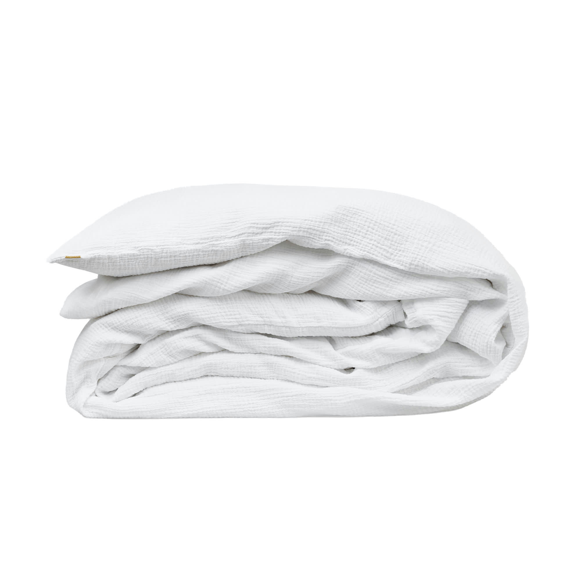 - Housse de couette en double gaze de coton blanc immaculé 140x200 cm