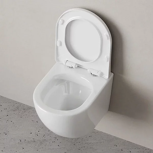 Cuvette WC Suspendu Blanc Toilette Suspendu FlashClean WC sans rebord avec couvercle de siège SoftClose, CXB1701SC Blanc AM.PM