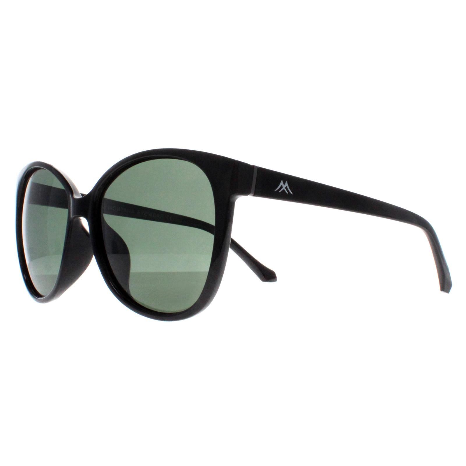 montana Cat Eye Shiny Black G15 Green Polarized MP74