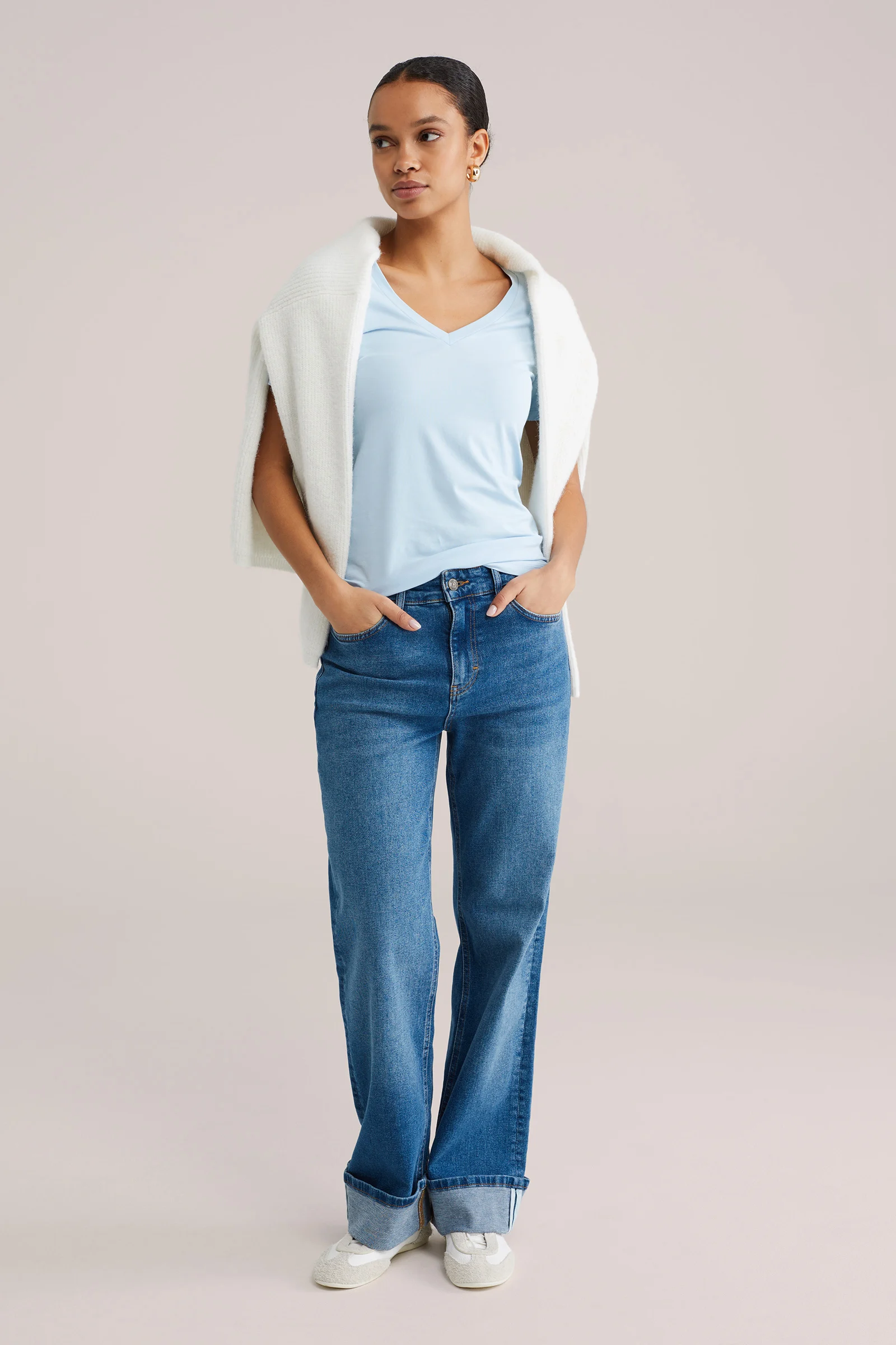 Dames T-shirt met V-hals