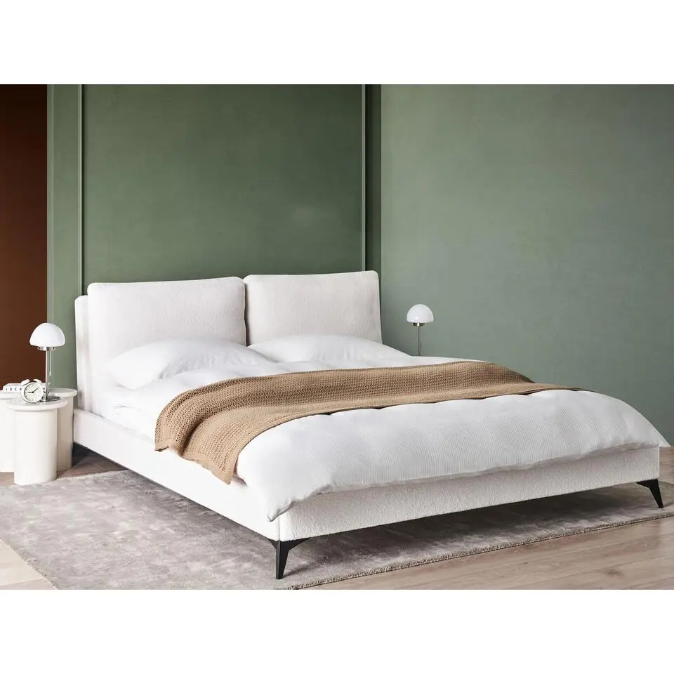 MELLE - Tweepersoonsbed - Gebroken wit - 180 x 200 cm - Boucl&eacute;