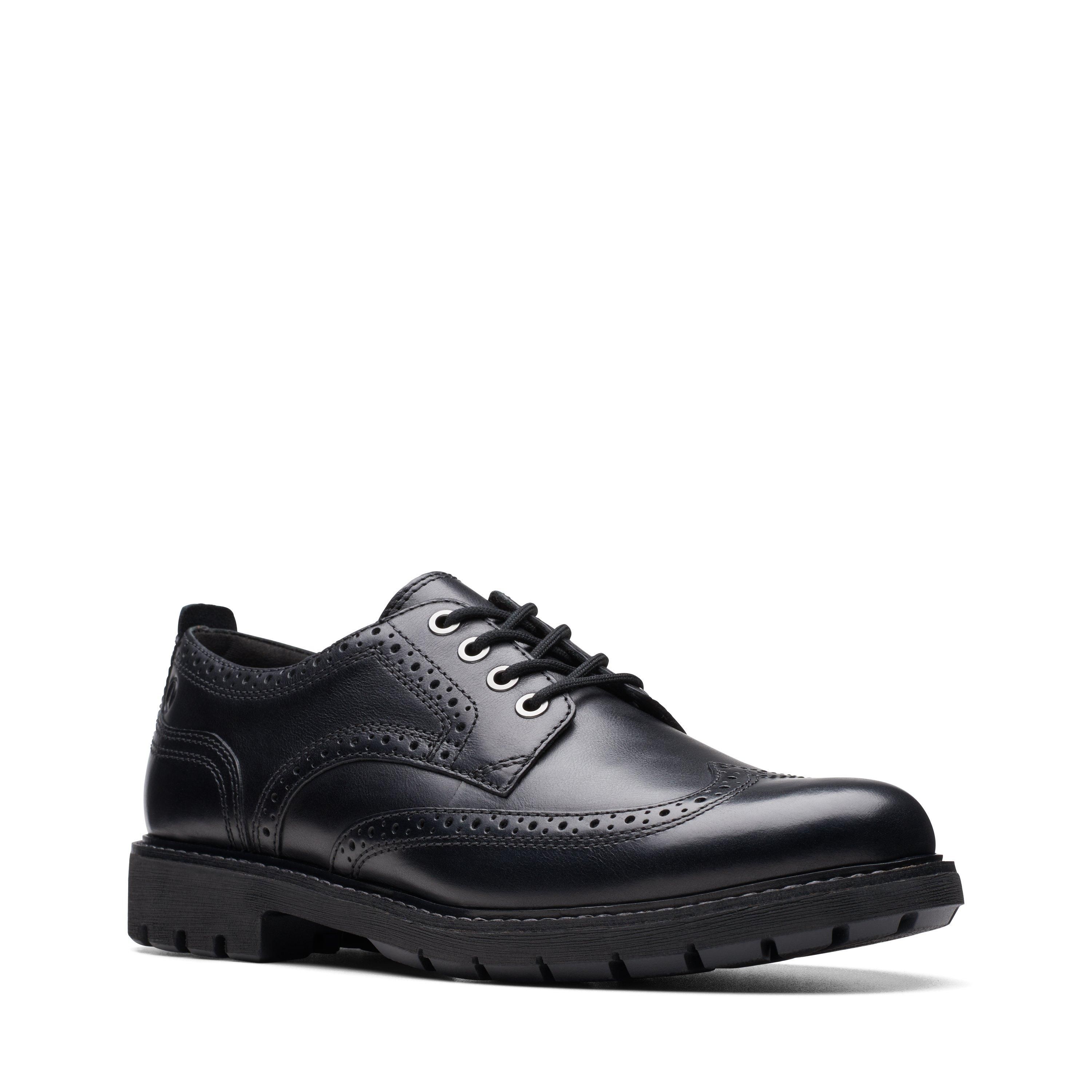 Clarks Batcombe Far Brogue Black Leather Brogues