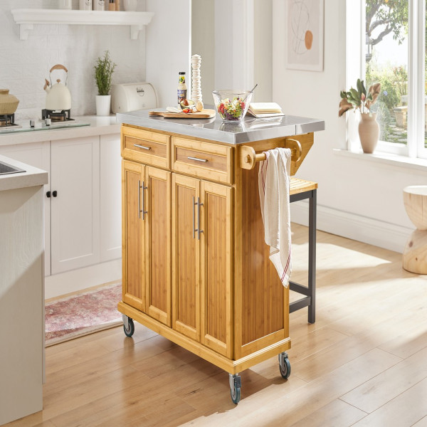 SoBuy Wyspa kuchenna z dwiema szufladami 115x71x92.5cm Funkcjonalny FKW69-N