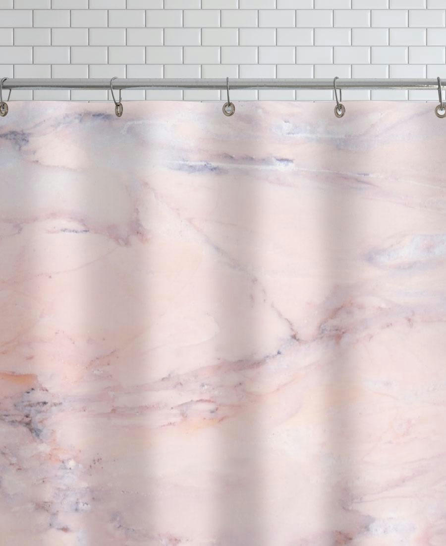 BLUSH MARBLE - Rideau de douche en polyester en rose 150x200