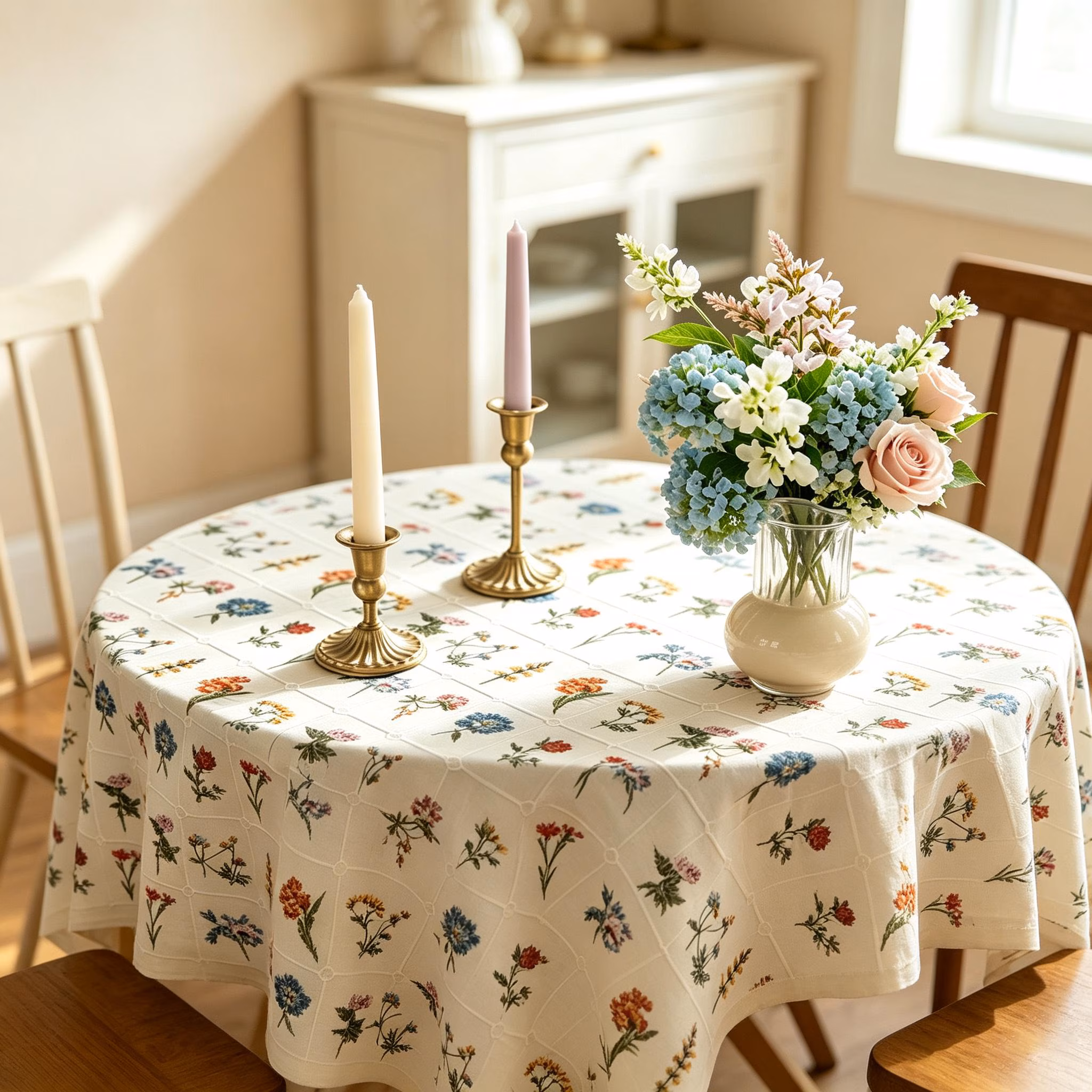 Handmade Farmhouse Tablecloth, Cotton-Linen Tablecloth, Indoor Outdoor Party Table Decor, Vintage Rustic Tablecloth, Housewarming Gift