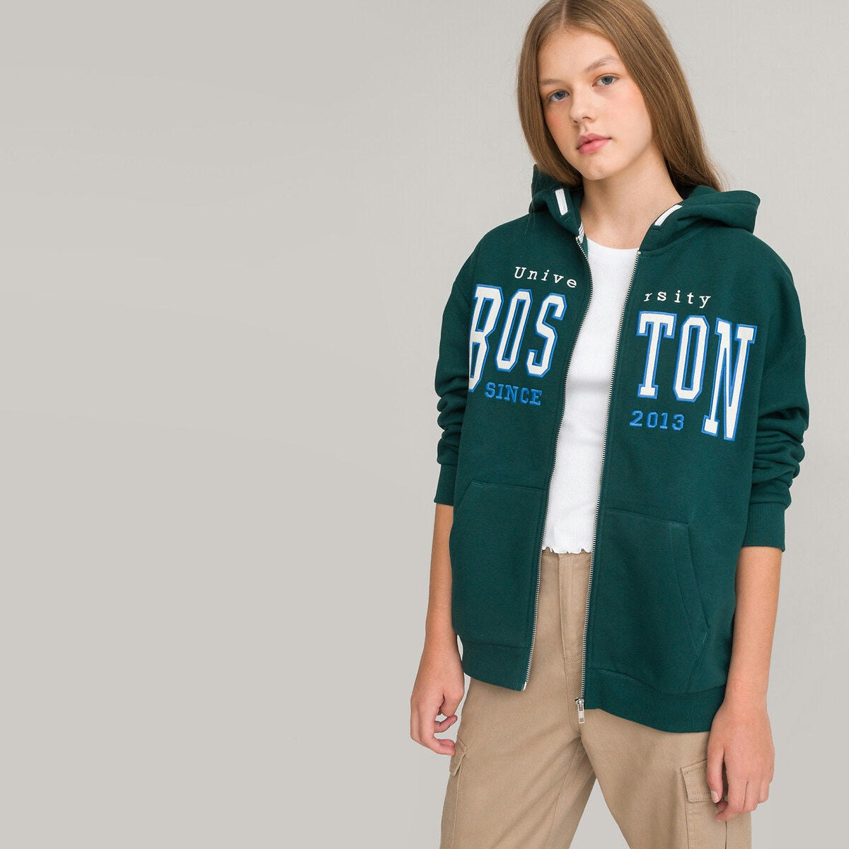 Sweat oversize zippé à capuche en molleton unisexe
