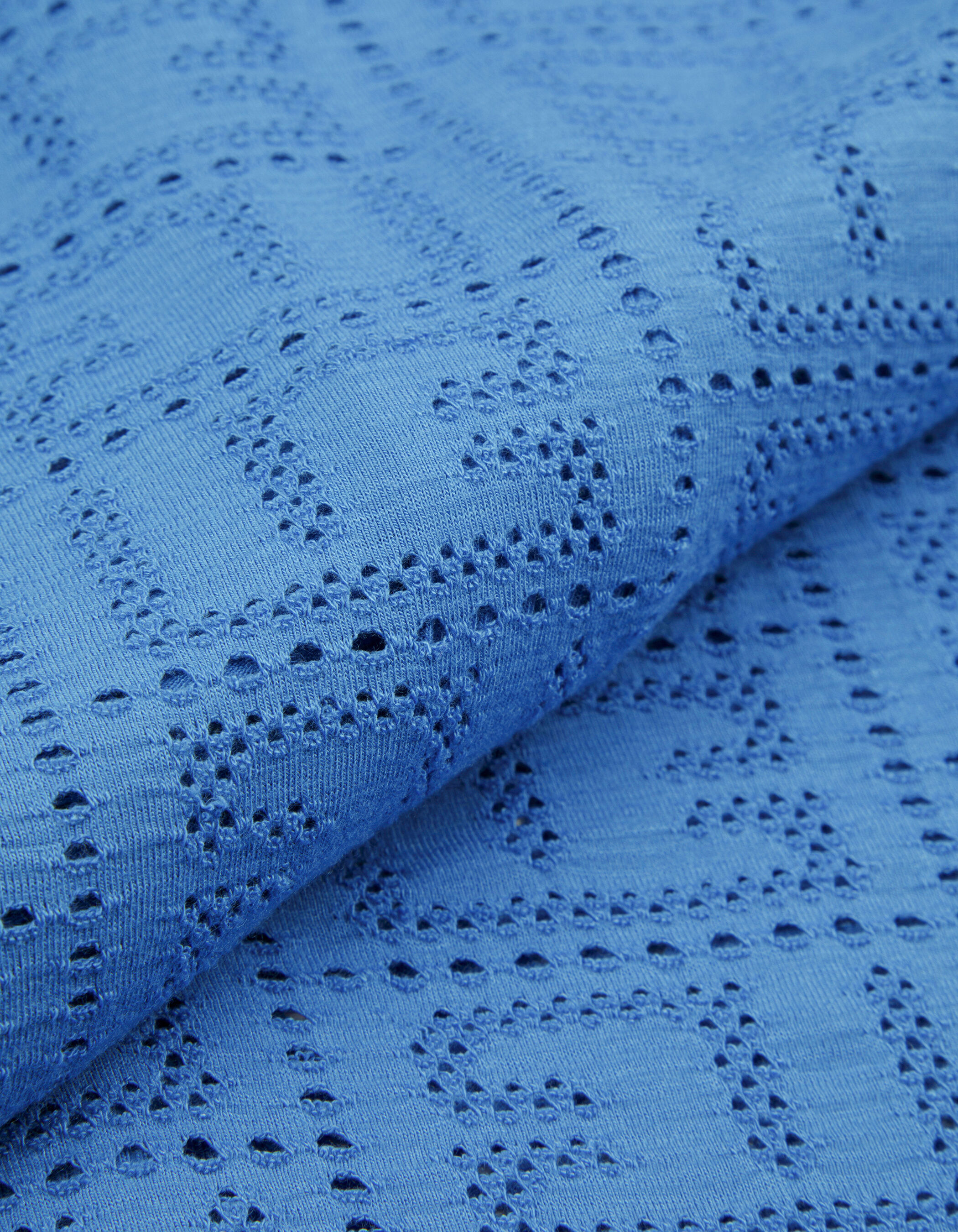 Tee-shirt sans manches bleu maille ajourée Femme
