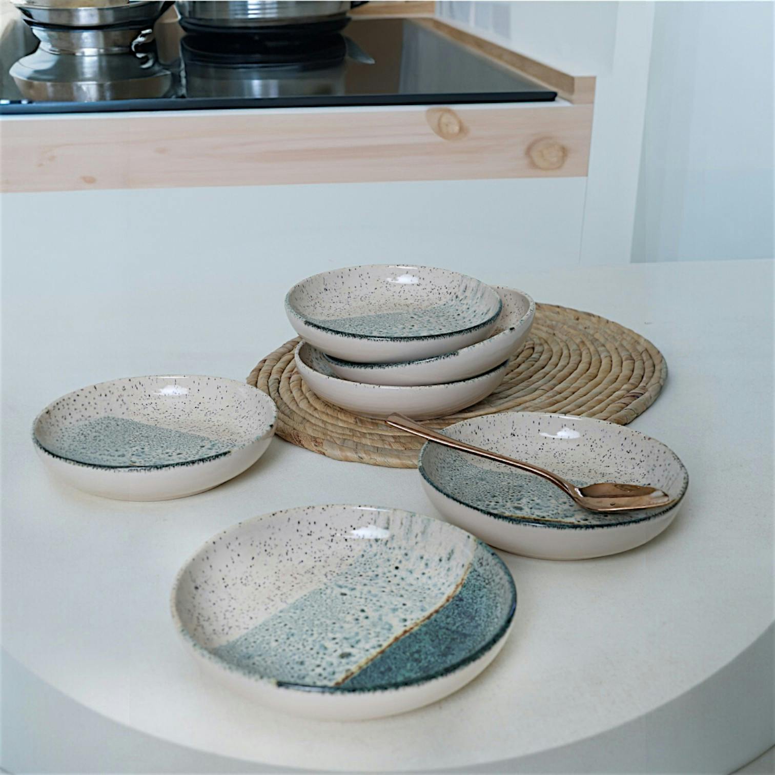 Assiette dessert bleus dégradés céramique (lot de 6) EFIRA