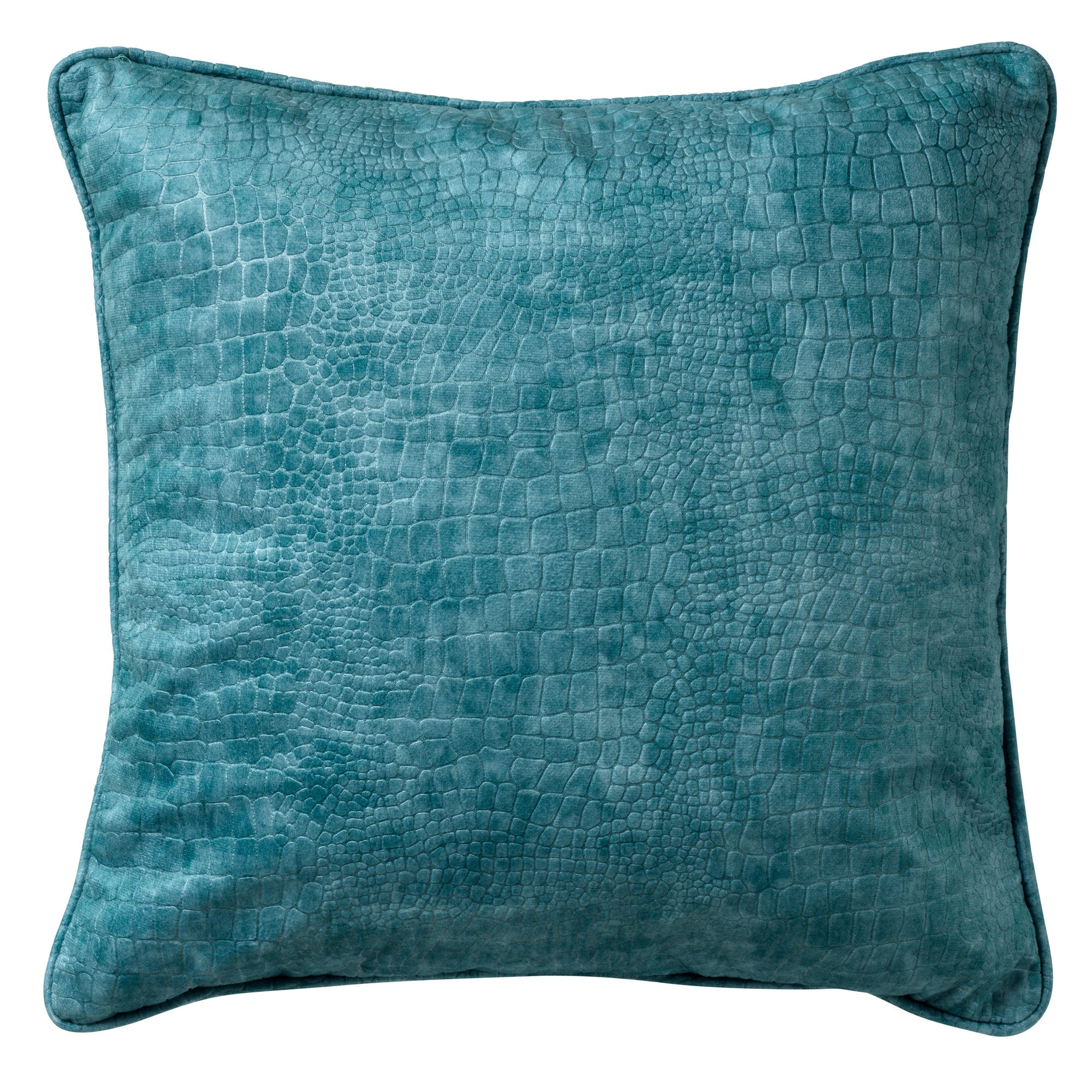 SAMMY - sierkussen 45x45 cm - slangenprint - Nile Blue - blauw