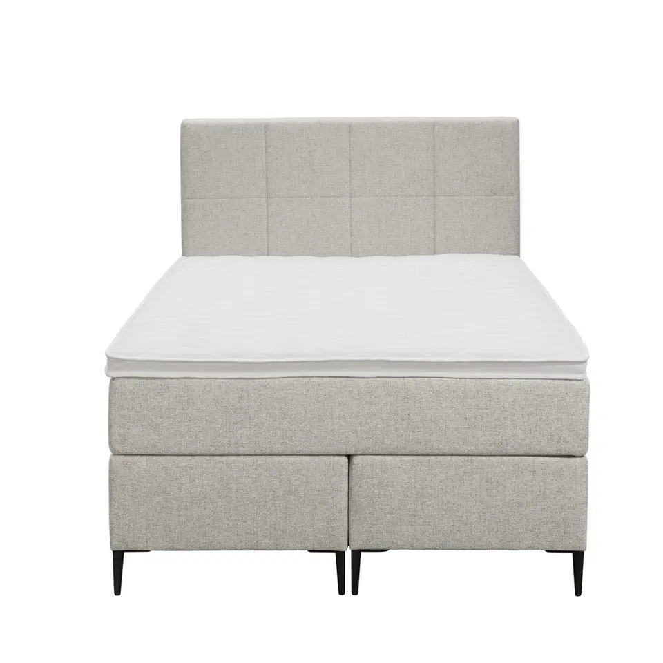 Boxspring Liv geblokt - ecru - 120x200 cm - slanke poot