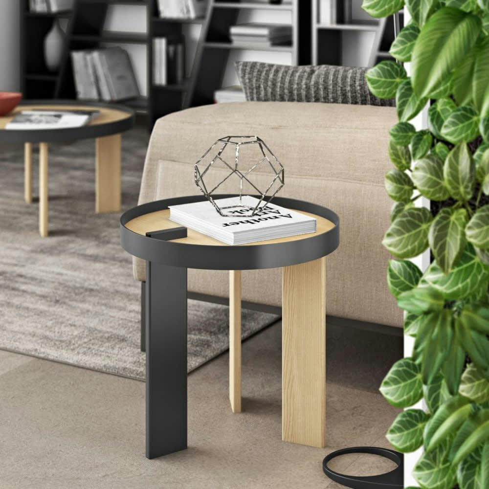 BRUNO - Table basse  placage chêne et noir