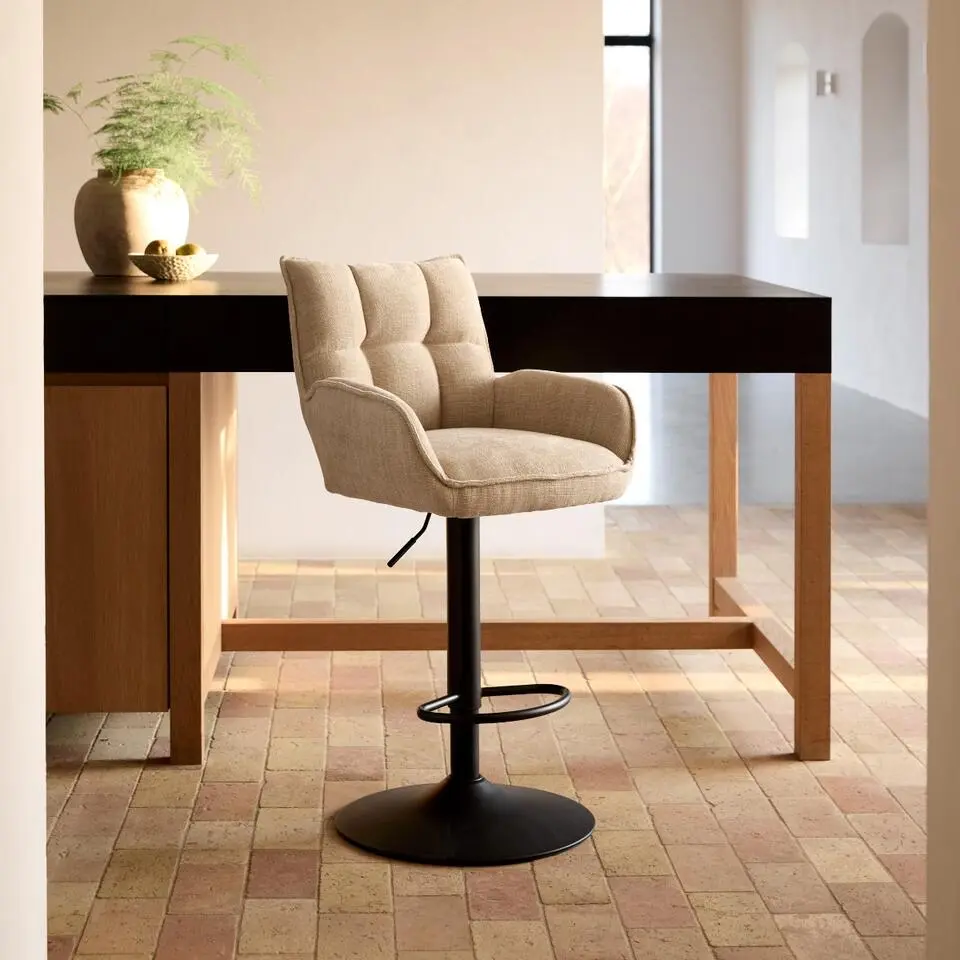 Barstoel Linnen Stof - Verstelbaar - Marilla - Set van 2