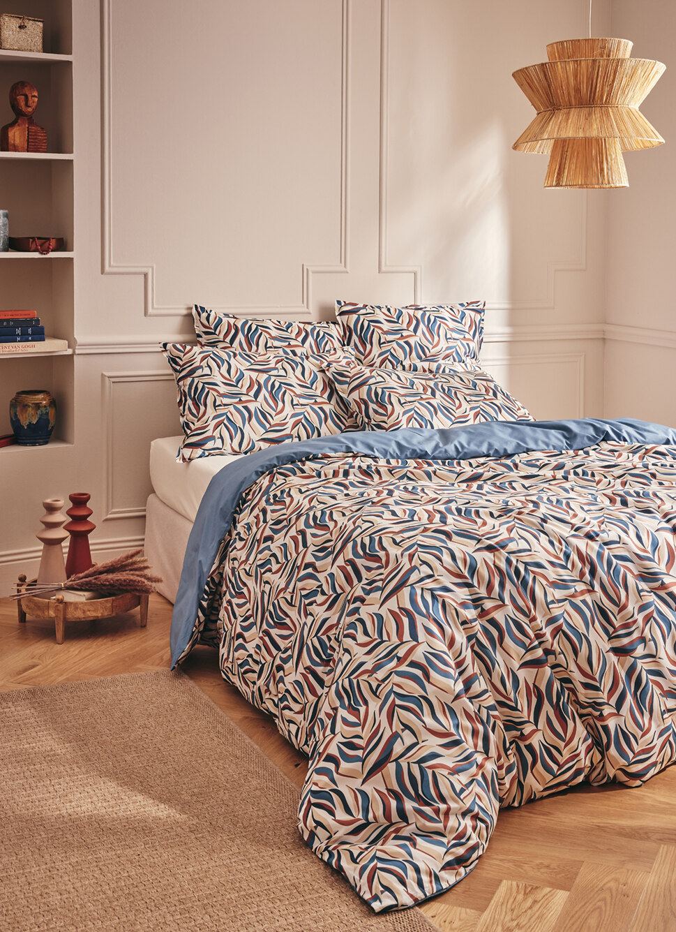 HOUSSE DE COUETTE EN PERCALE CHLORO BLEU BALTIQUE