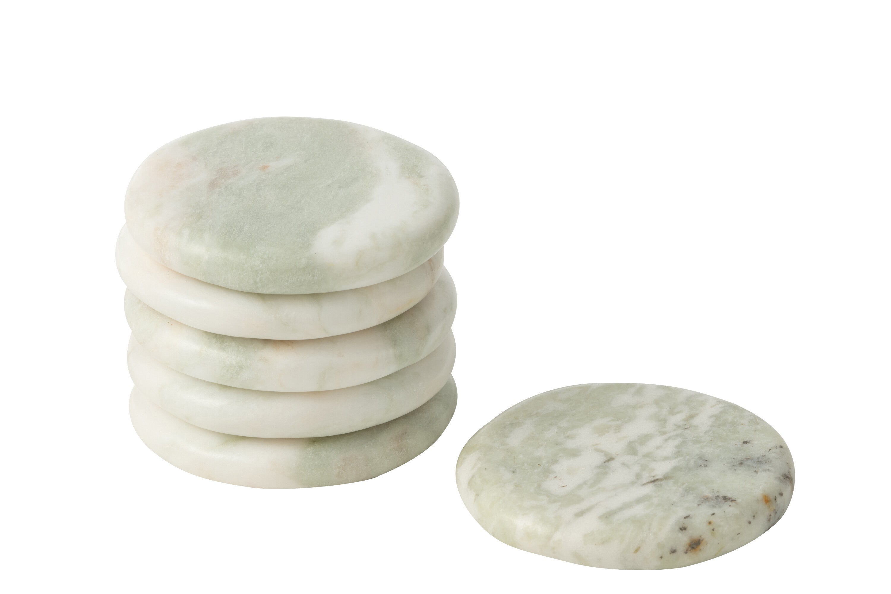 J-Line onderzetter Marmer - steen - wit groen - set van 6