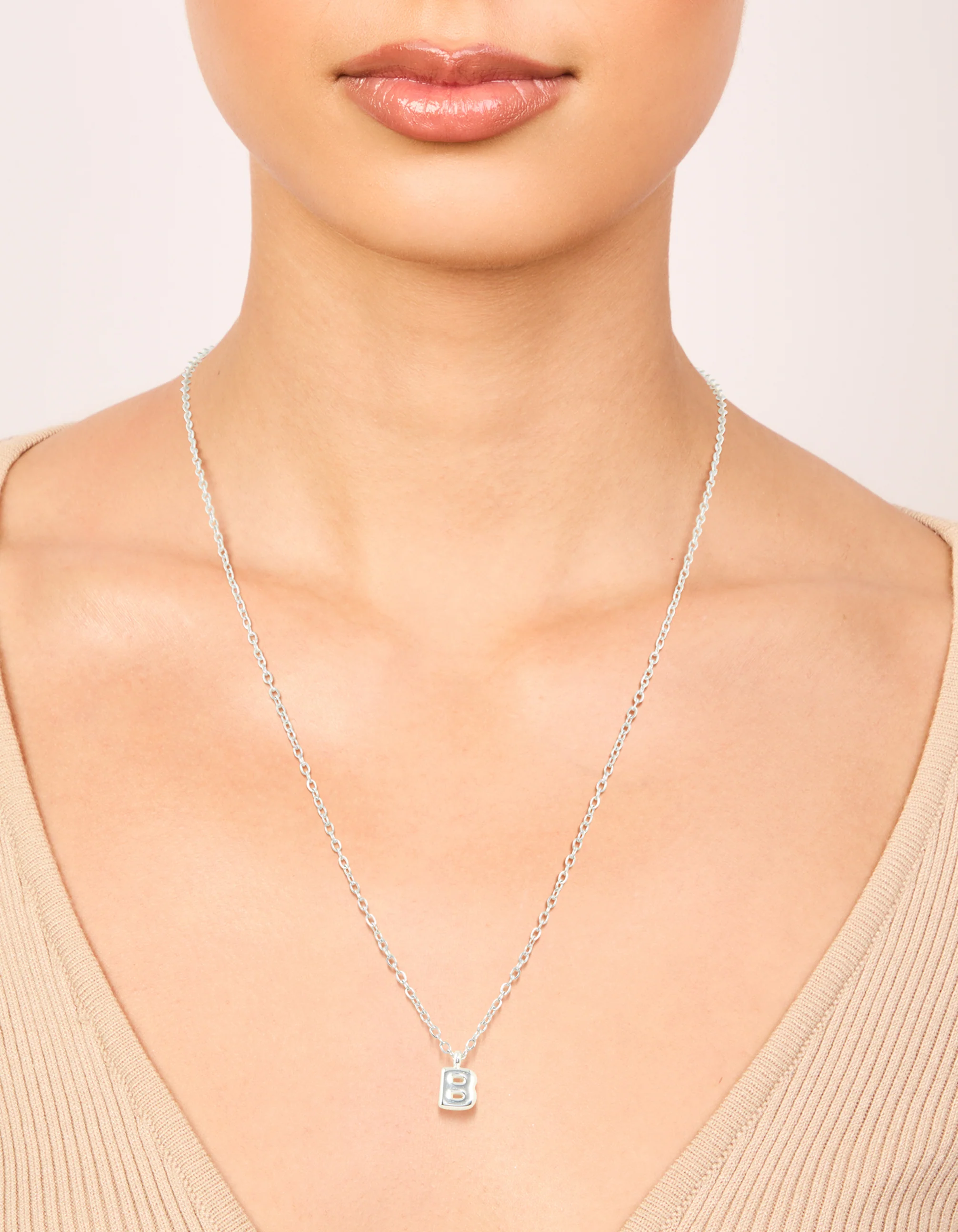 Waterproof Stainless Steel Mini Bubble Letter B Necklace