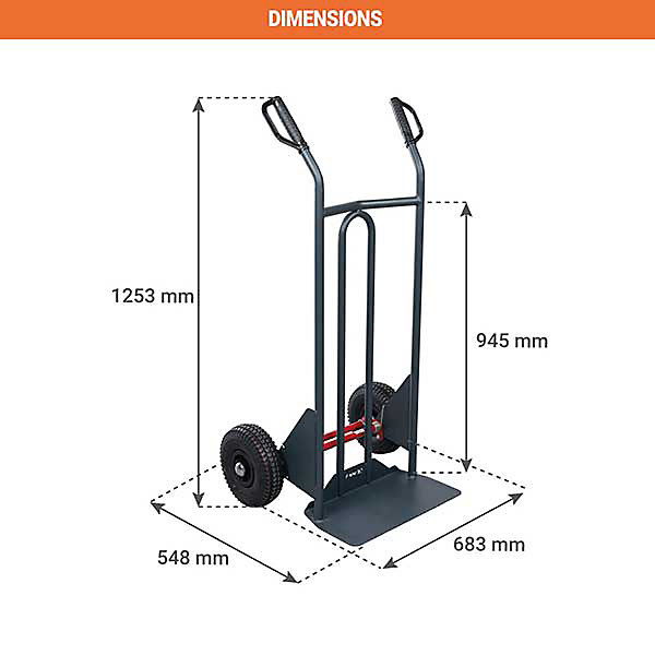 Diable basculement assisté - Roues pneumatiques - Charge max 350kg - 810300121