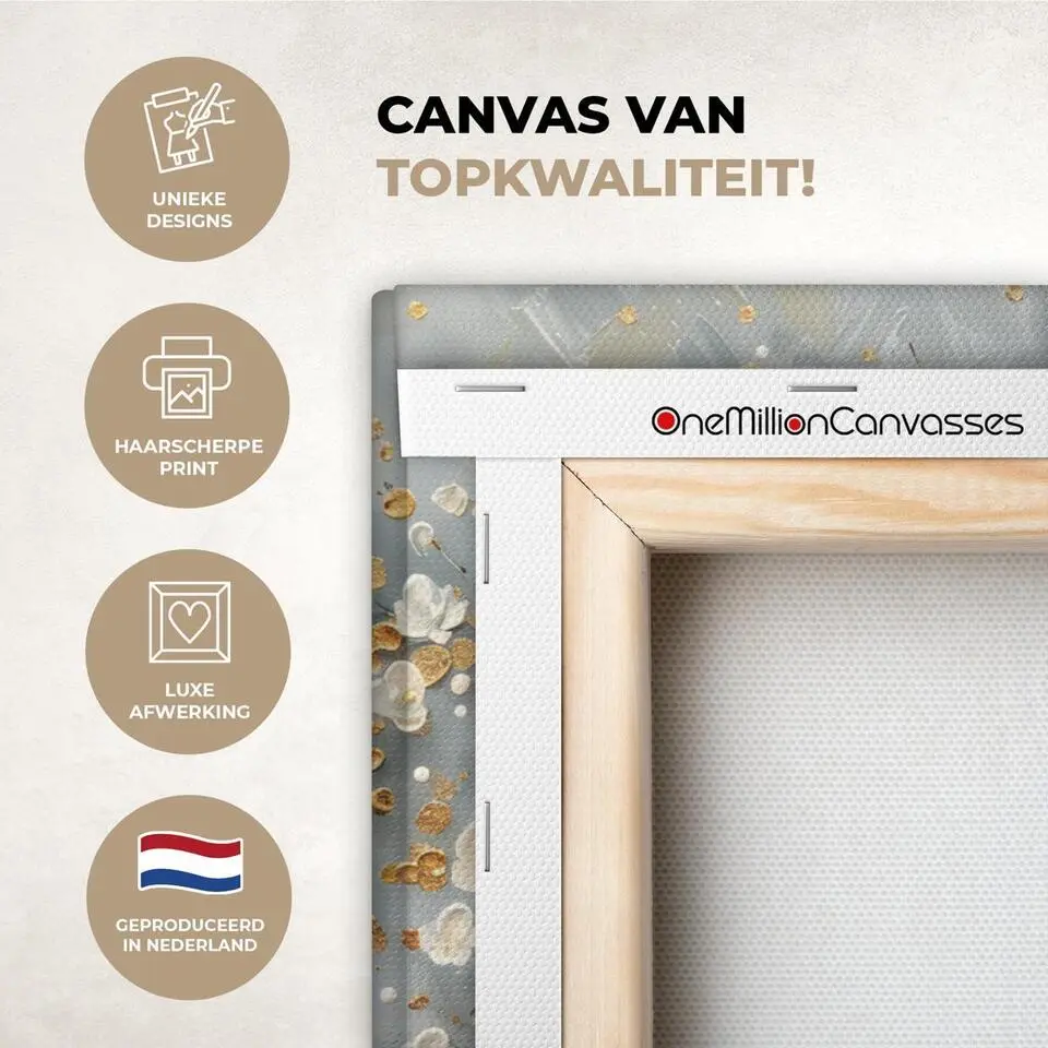 MuchoWow Canvas Schilderij 60x40cm Boom Bloemen Wit Natuur