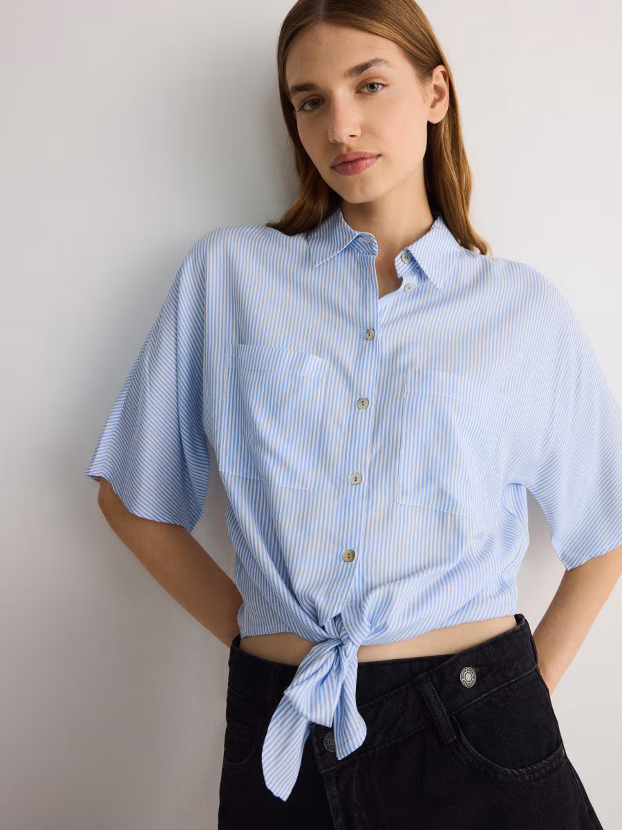 Cropped Shirt With Tie Detail
