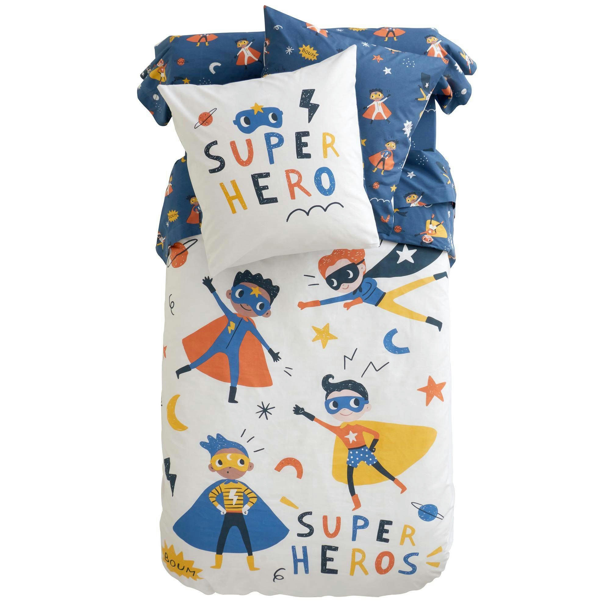SUPER HEROS - Traversin moelleux 43x140 multicolore en coton