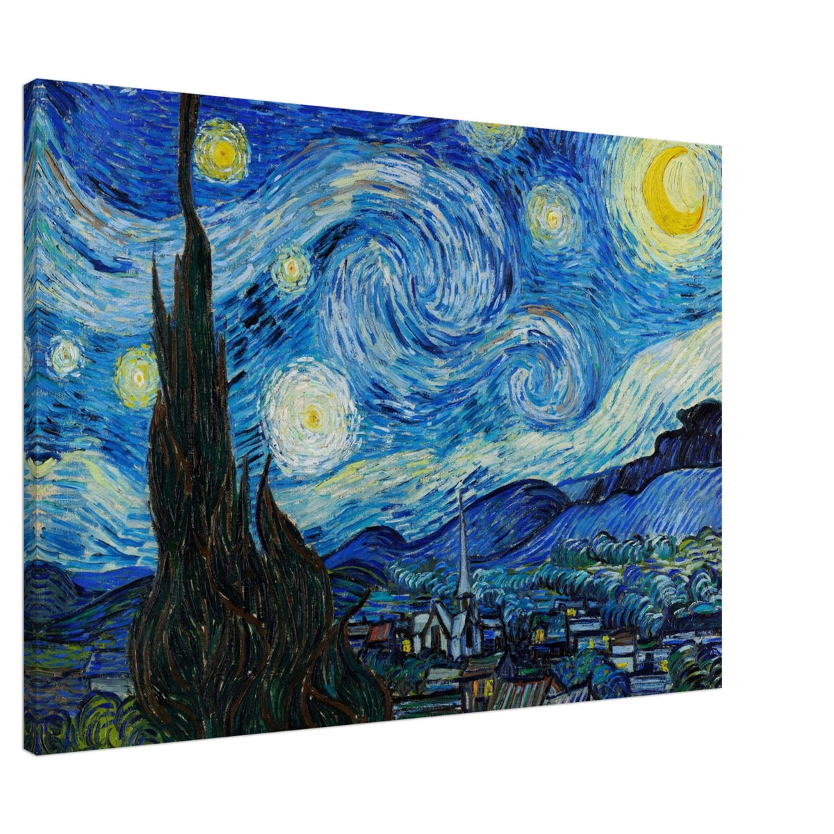 Artfulprints Canvas Vincent van Gogh - Starry night canvas - 100x75 cm - Blauw