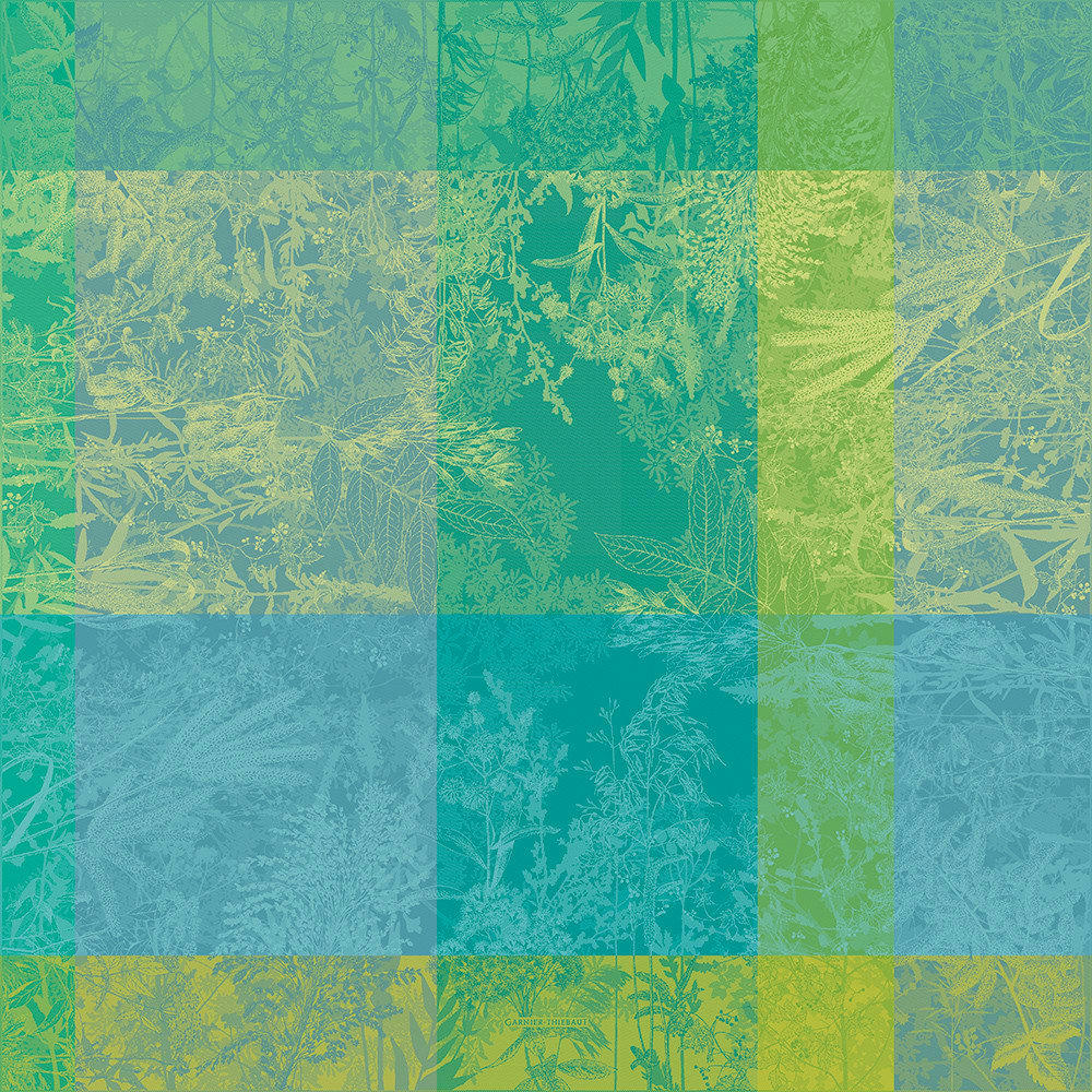 ESPRIT JARDIN PRAIRIE - Nappe carrée antitache déperlant pur coton vert 115x115 cm