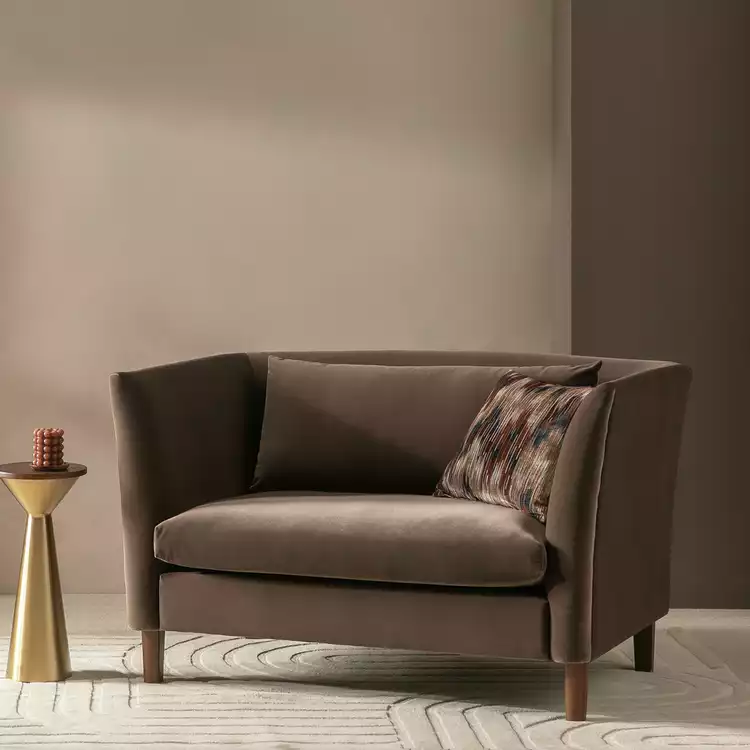 Habitat Hawley Velvet Cuddle Chair - Brown