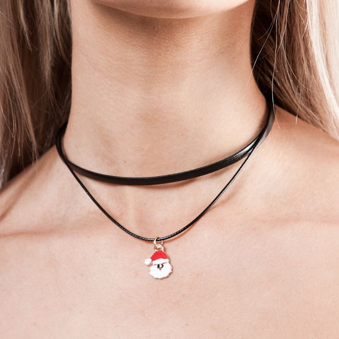 SVNX PU Leather Choker With Santa Claus Charm
