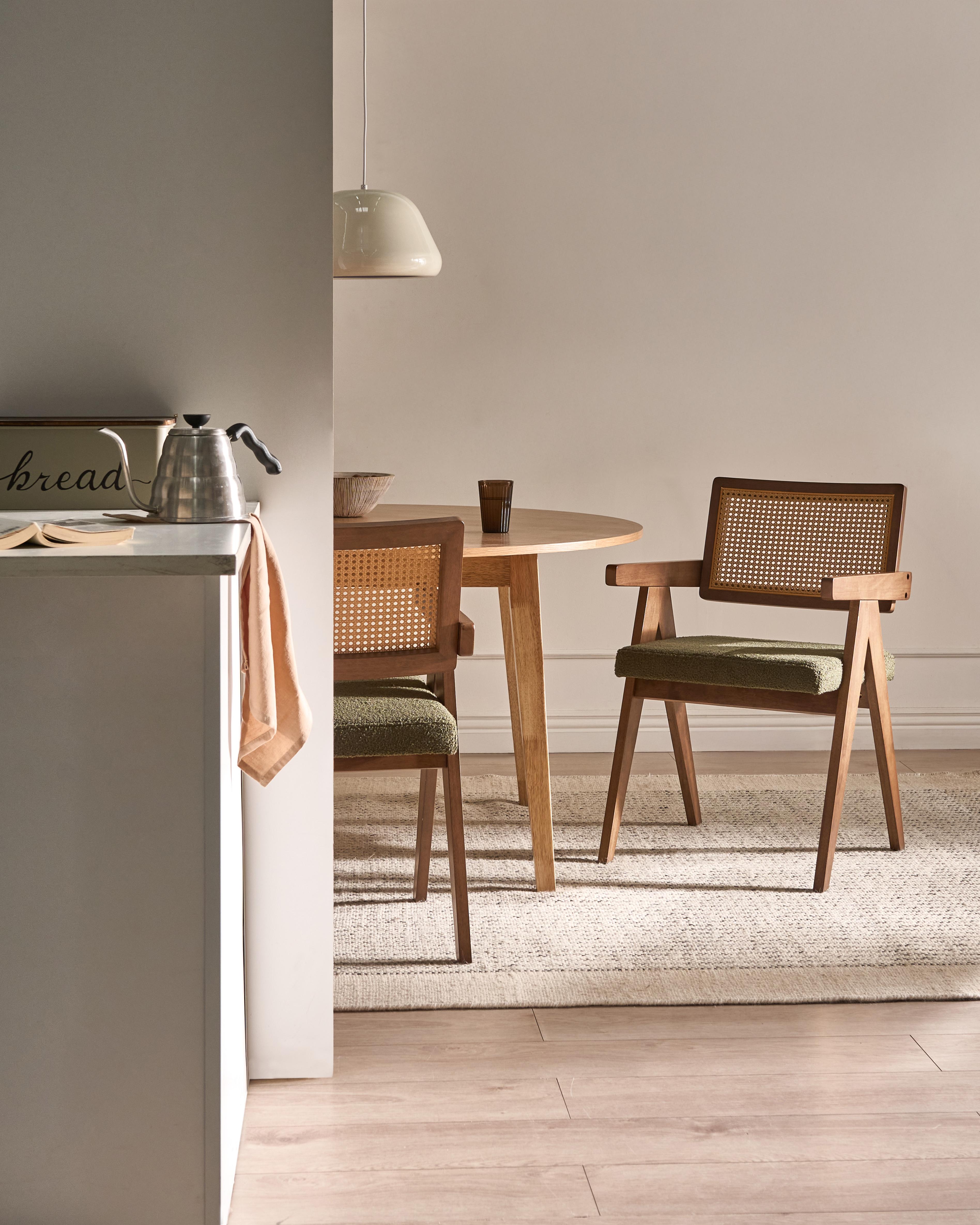 Set of 2 Dining Chairs AVA Wood Brown/ Green