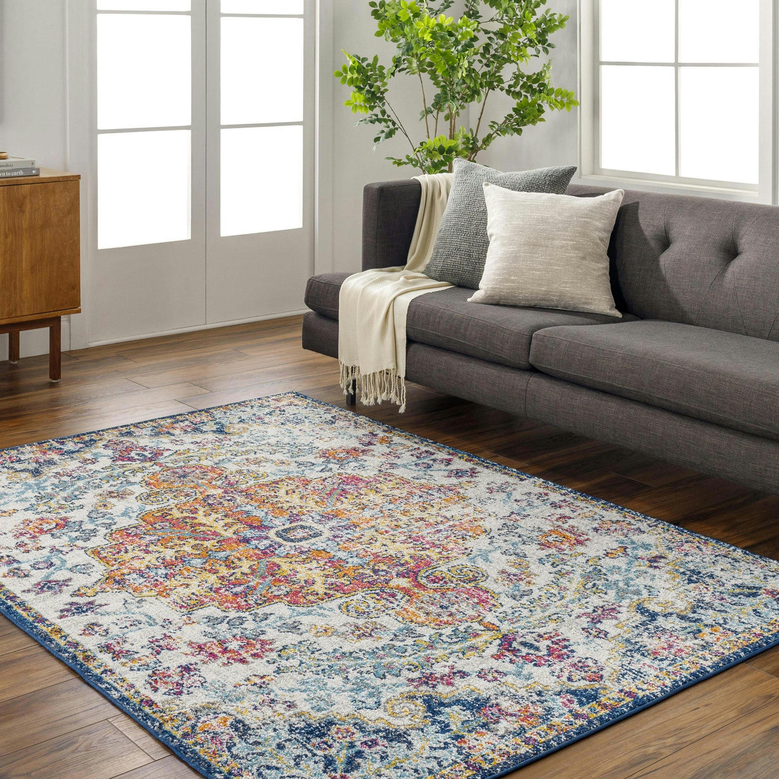 LOU - Tapis Vintage Oriental Multicolore/Orange 160x220
