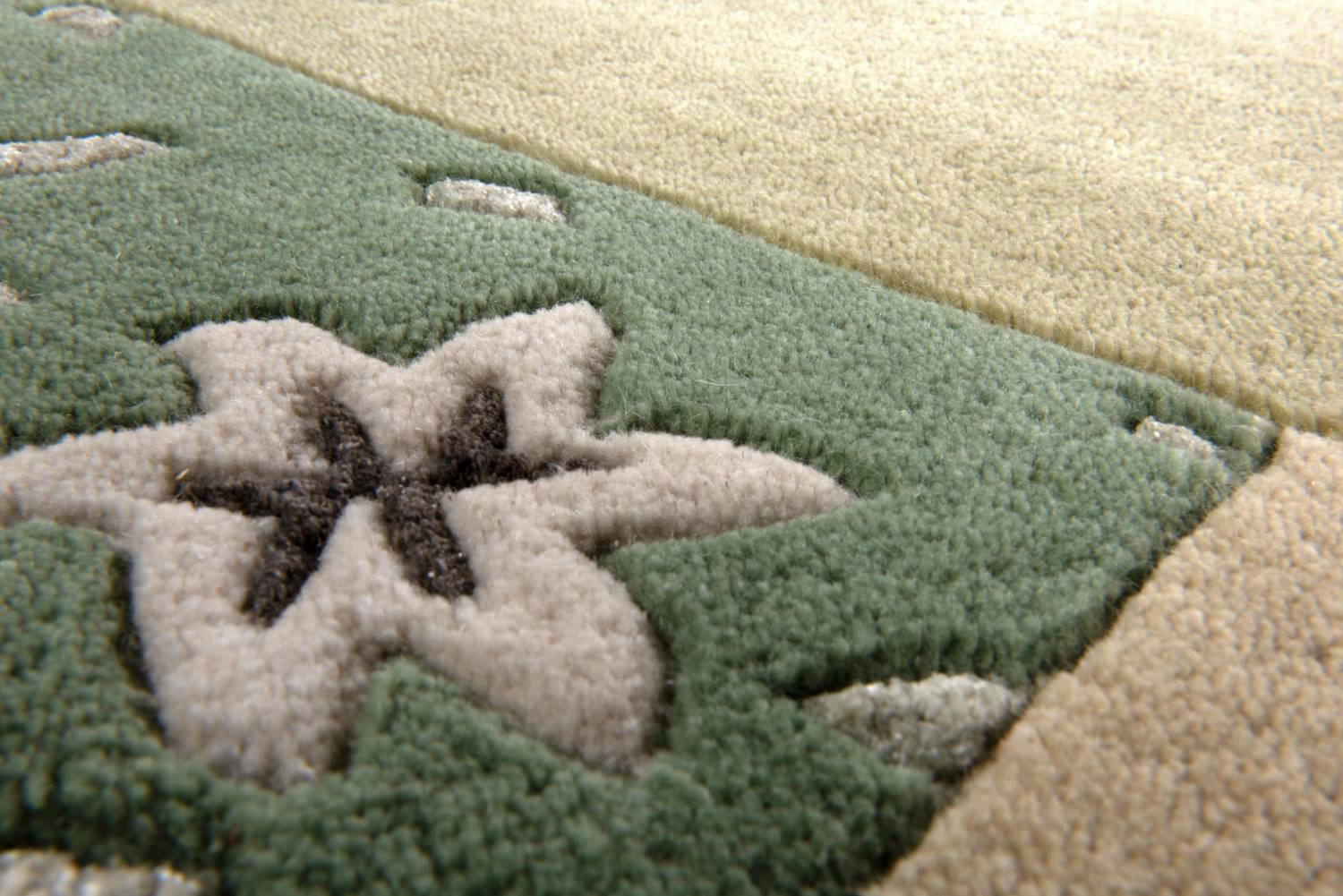 ROYAL GANGES - Tapis gabbeh floral en laine naturelle Vert Diam 150 cm