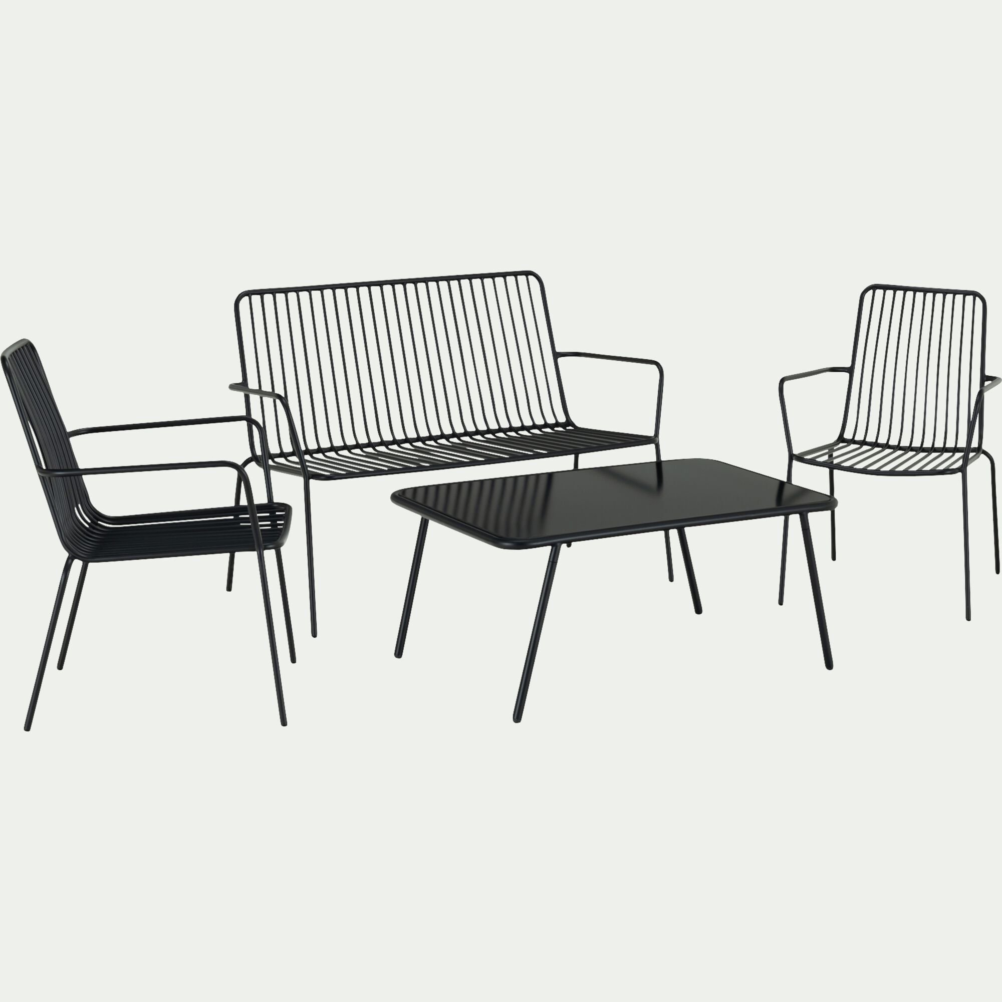 MARE - Canapé de jardin en acier - noir (2 places)