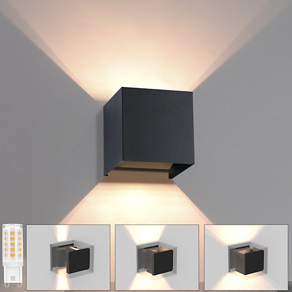 Applique Murale Extérieure Ip65 étanche Haut Et Bas Faisceau Lumineux Réglable 3w