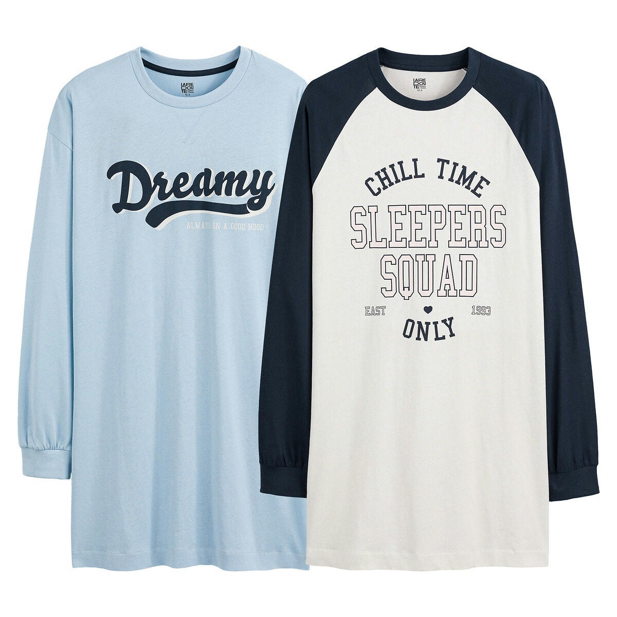 Lot 2 chemises de nuit, esprit campus