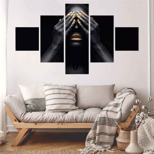 Obraz Wieloczęściowy Kobiecy Portret Abstrakcja 3D 150x90cm