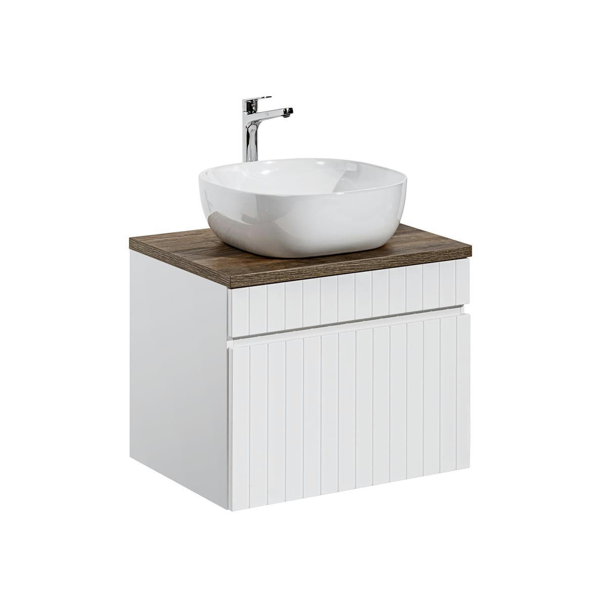 - Ensemble meuble simple vasque 60cm et colonne stratifiés blanc