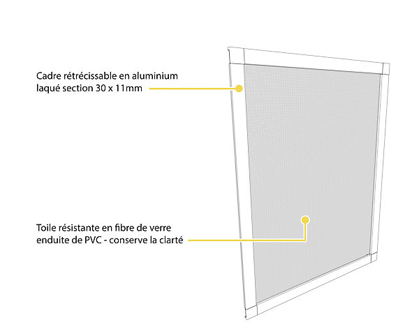 Moustiquaire Fenêtre Cadre Recoupable 130 x 150cm - Blanc - Toile fibre de verre