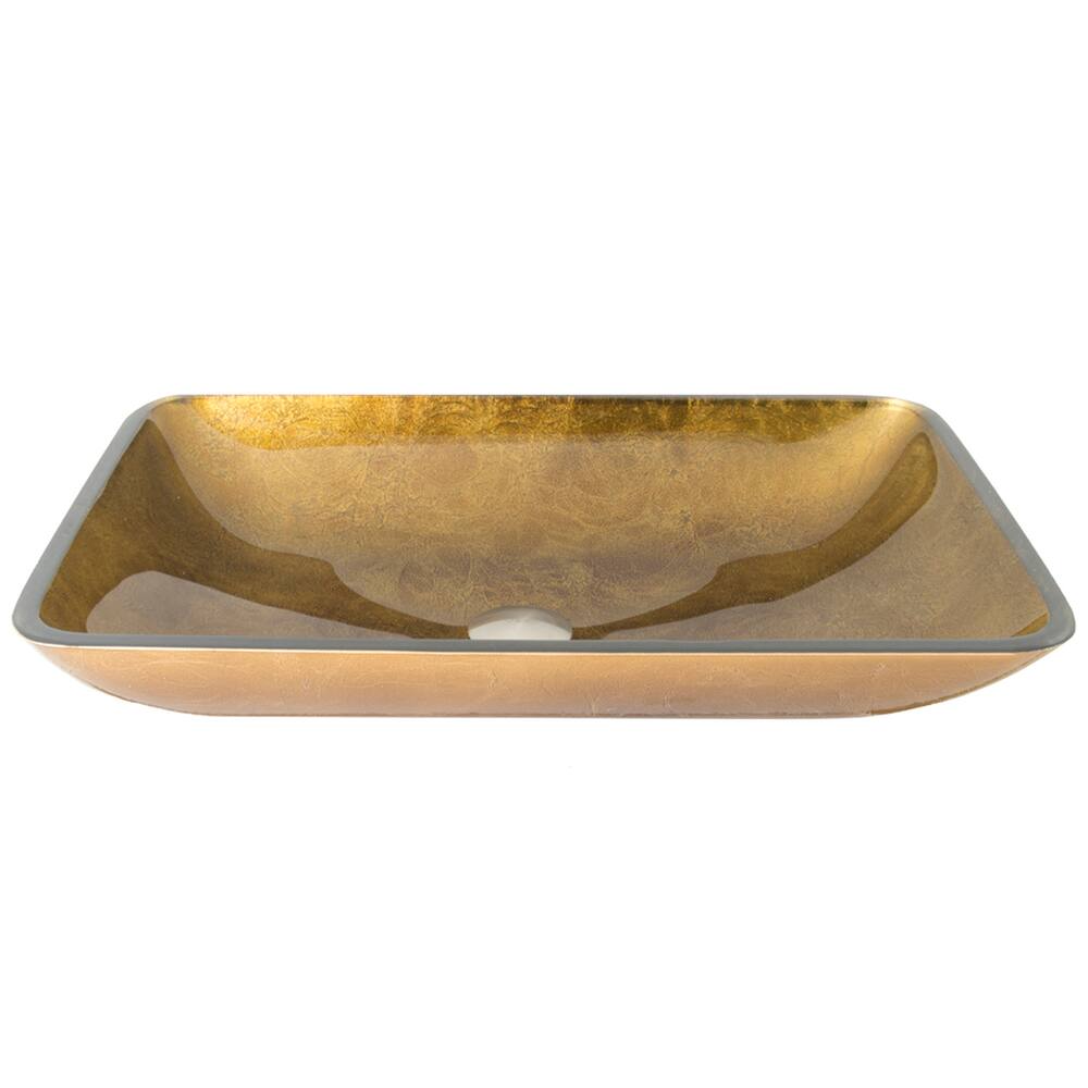 VIGO Glass Rectangular Vessel Bathroom Sink/Basin with Rounded Edges & Deep Bowl, Copper