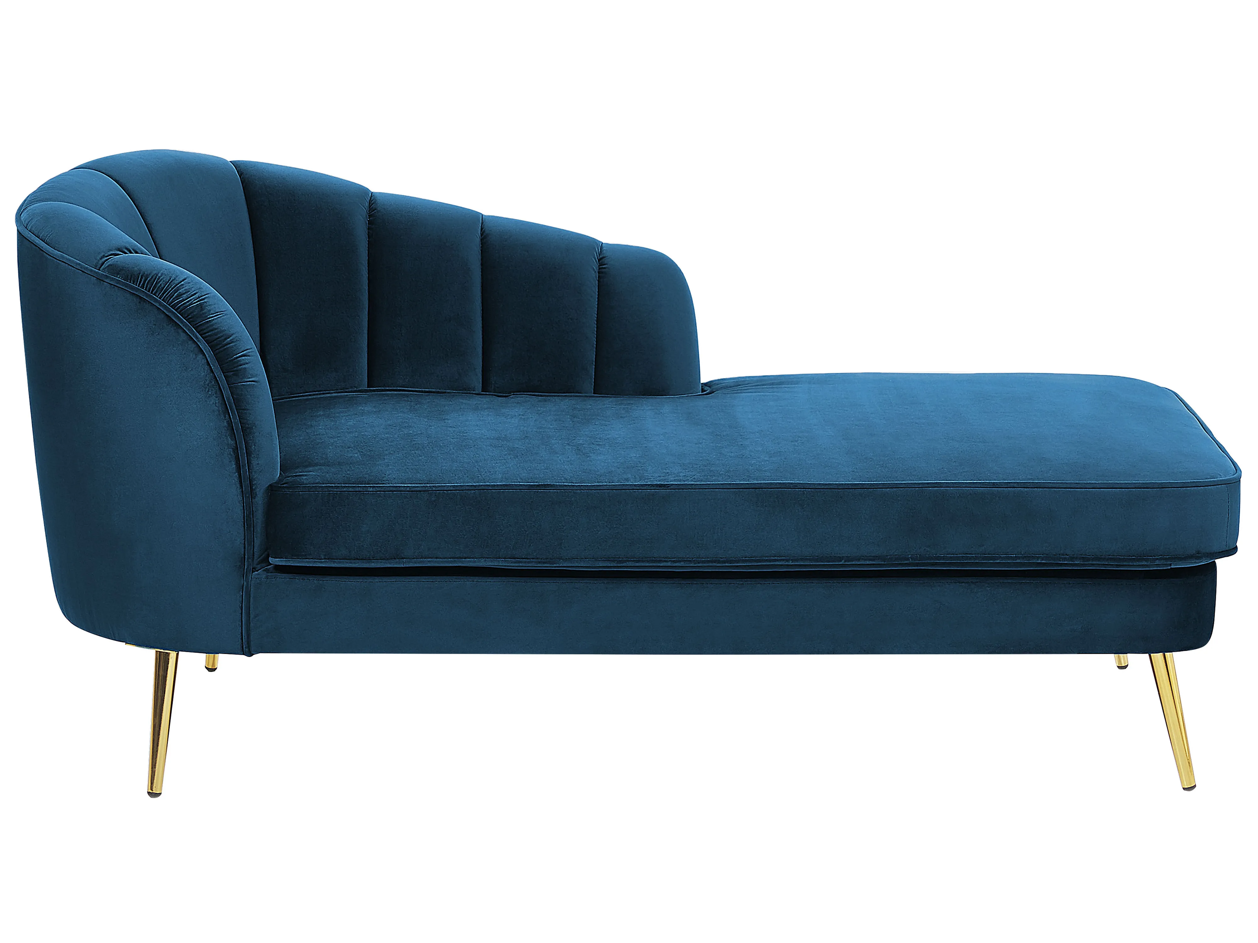 Left-Hand Chaise Longue ALLIER Velvet Navy Blue