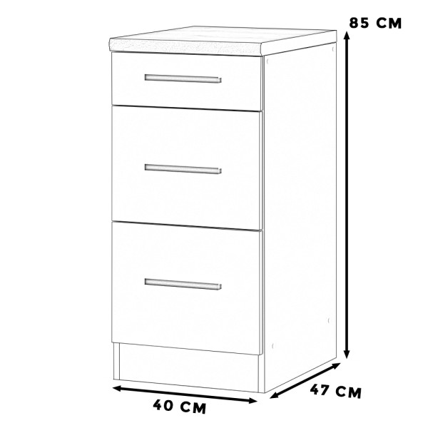 Szafka kuchenna dolna 3 szuflady blande 40cm dąb wotan