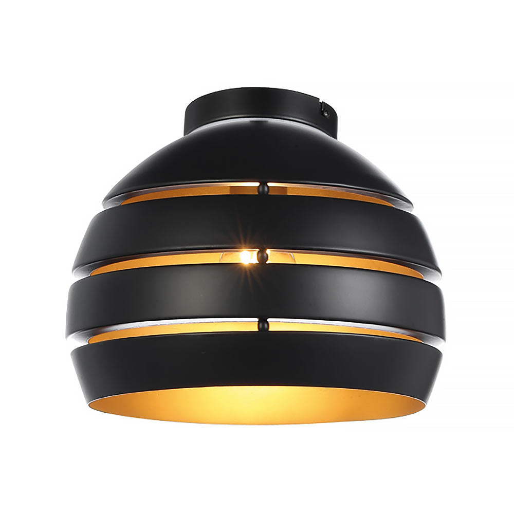 Freelight plafondlamp Djarin - 1 lichts - 28 x 24  cm - zwart goud