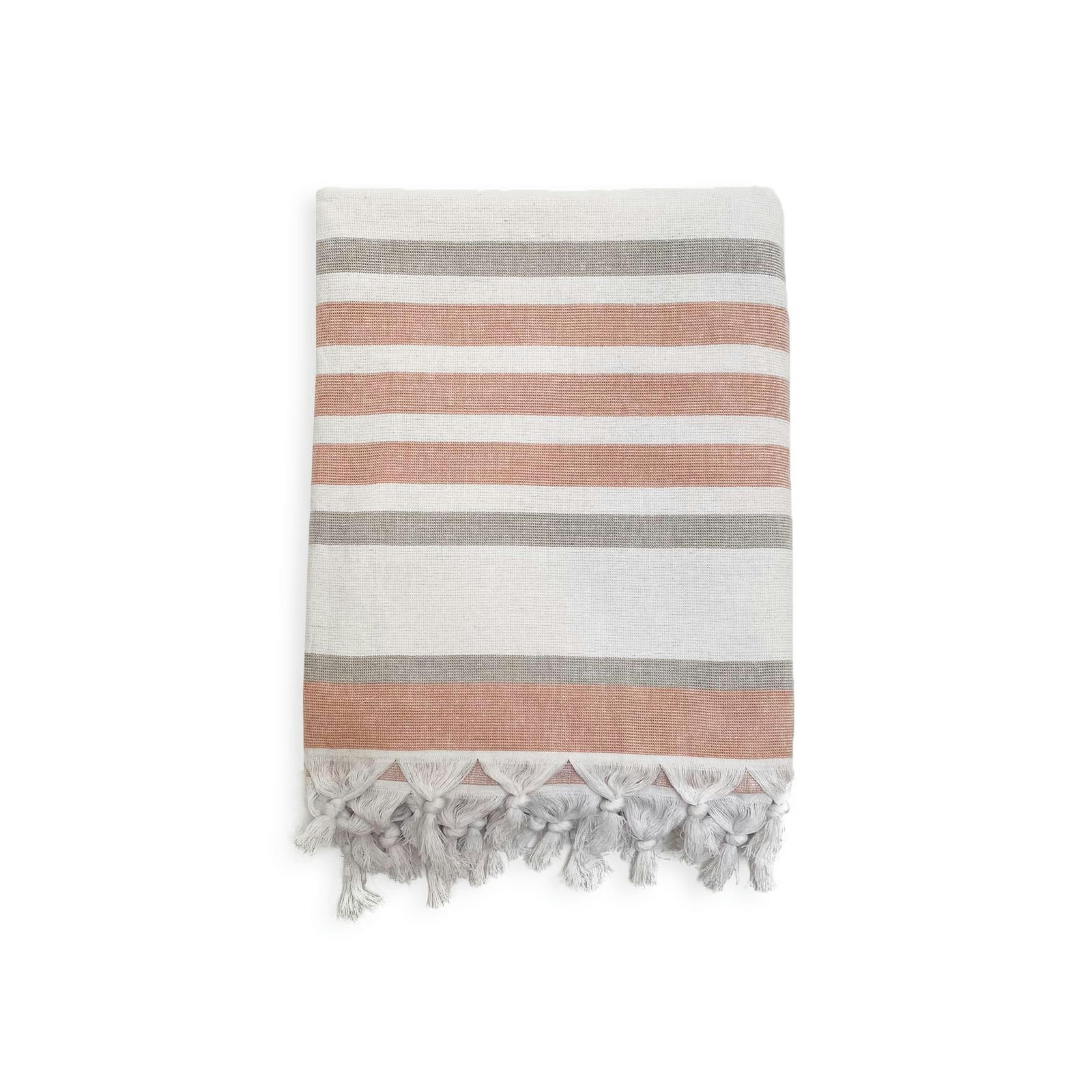 DOUBLÉE ÉPONGE - Fouta doublée éponge "Latigo" Blush 140x180 340g/m²