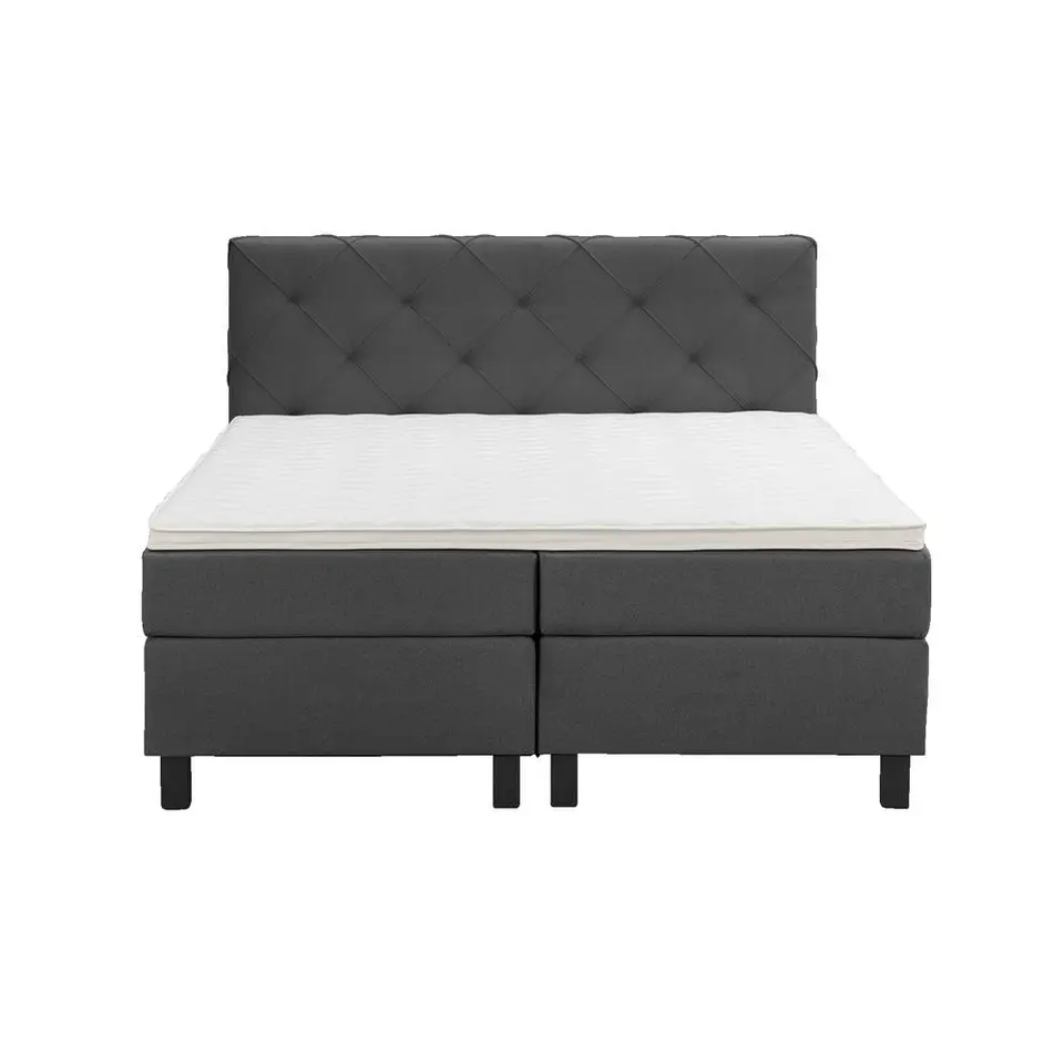 Boxspring Liv geruit - antraciet - 180x200 cm - vierkante poot