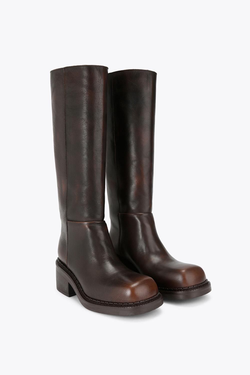 STEVE MADDEN Davos Dark Brown' Leather Boots