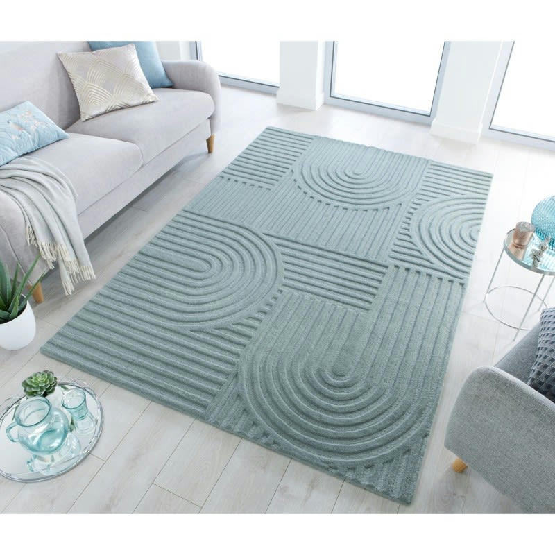 GARDEN - Tapis design bleu céladon 3D zen 160 x 230